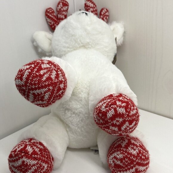 Aurora Christmas Holiday Merry Reindeer Festive Stuffed Animal White Red NWT - Picture 6 of 11